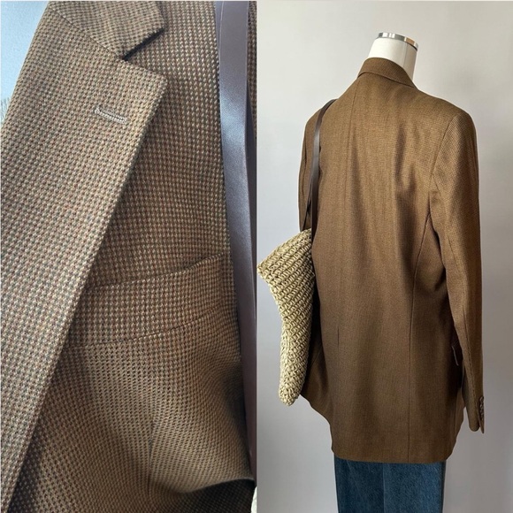 Vintage 1990s Lauren Ralph Lauren houndstooth 100% wool Sport Coat Preppy - Picture 5 of 8